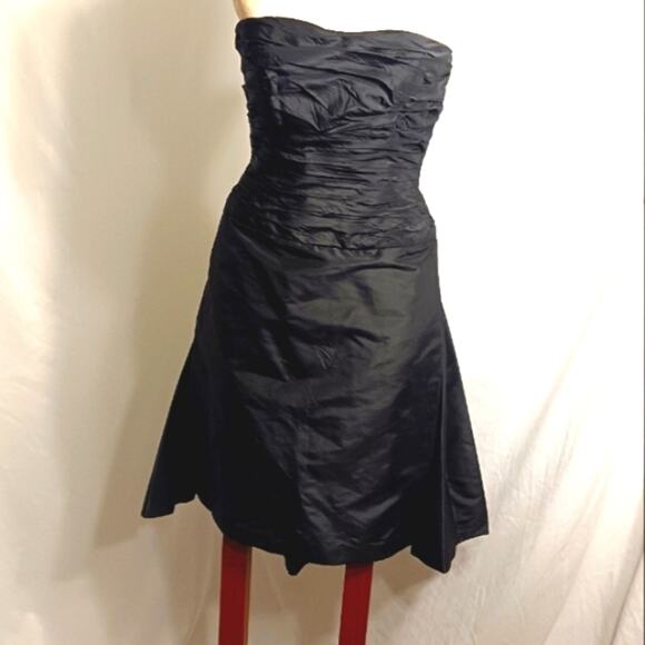 Rickie Freeman for Teri Jon Formal Mini Dress Sz 2 BLACK SILK Strapless Wedding - Picture 13 of 15